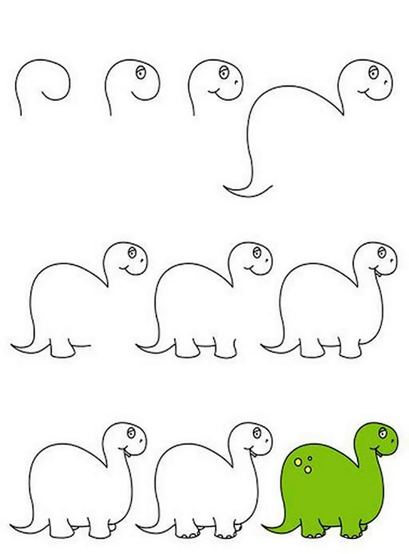 Рисование динозавров с дошкольниками