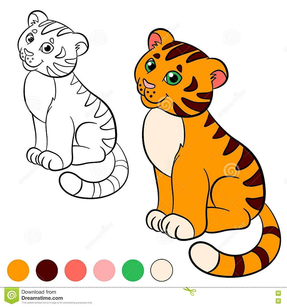 Рисование для детей 4-5лет Тигрёнка