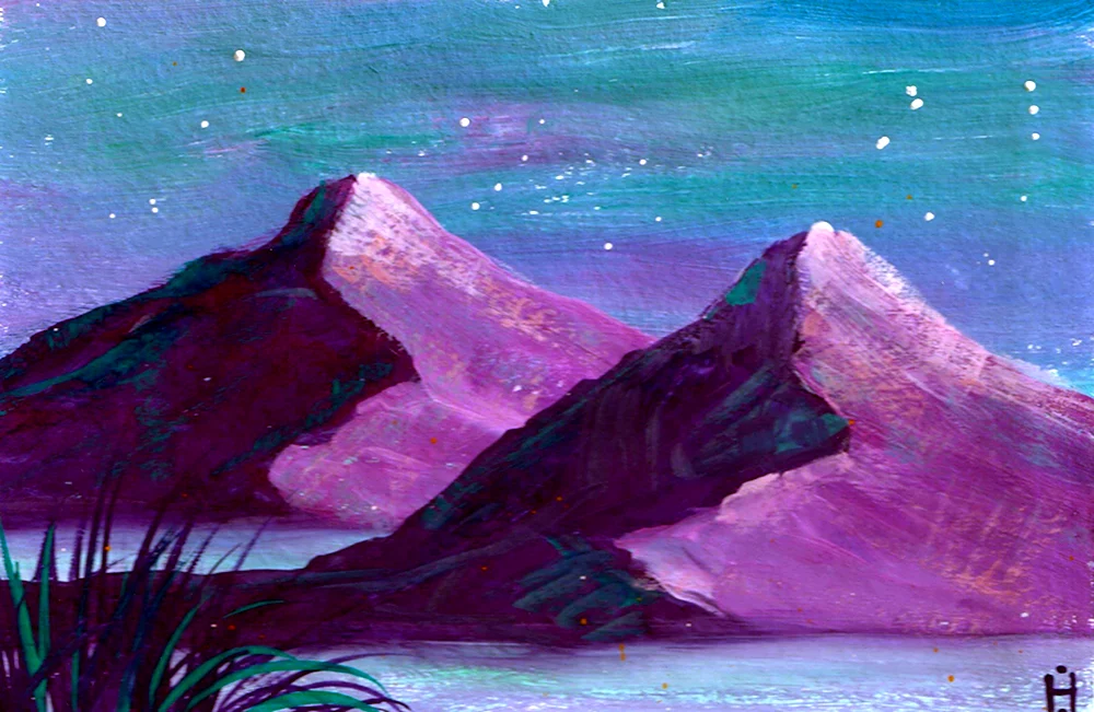 Рисование гуашью горы