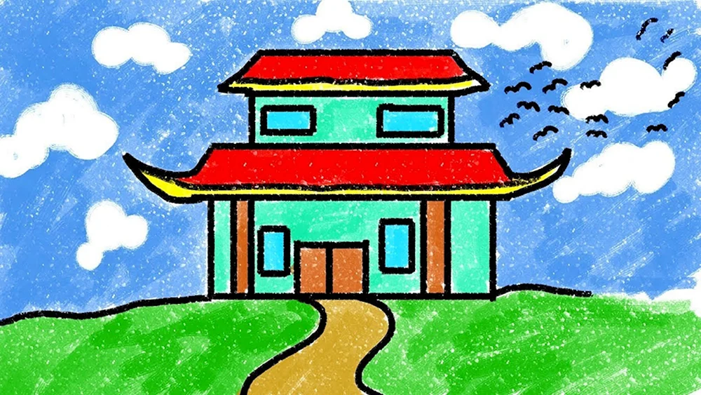 Рисование китайского домика