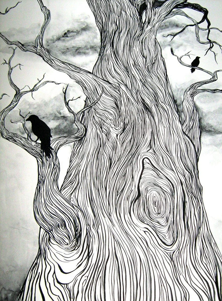 Рисование коры дерева