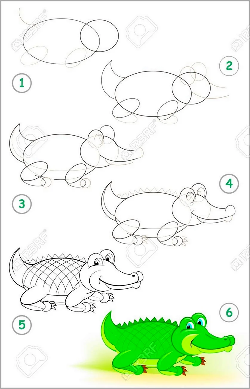 Рисование крокодила с детьми