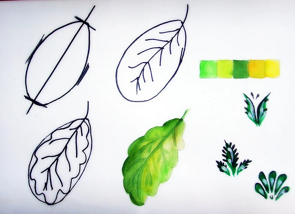 Рисование листьев