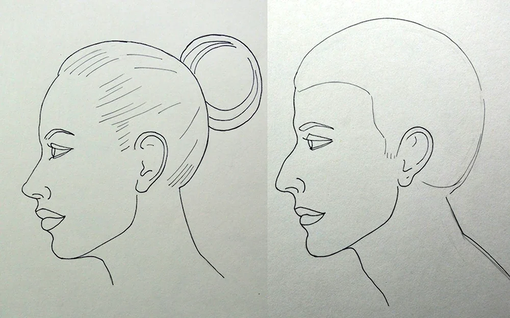 Рисование лица с боку