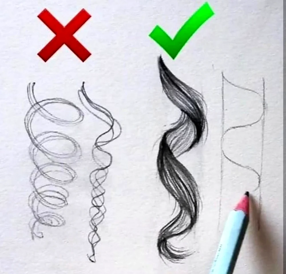 Рисование локонов волос