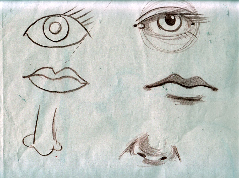 Рисование отдельных частей лица