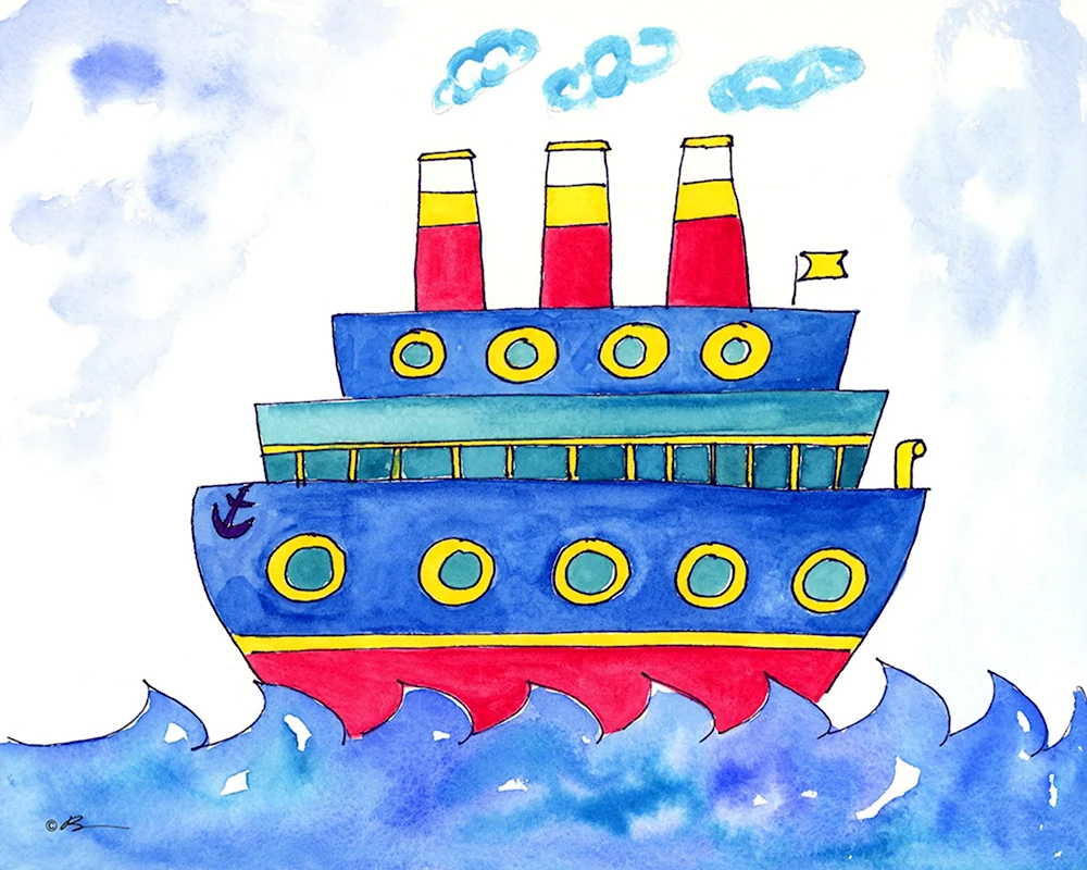 Рисование пароход