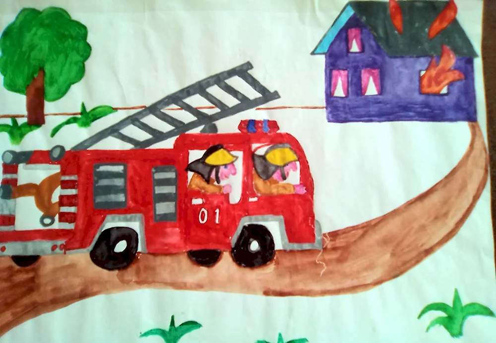 Рисование пожарная машина в старшей группе