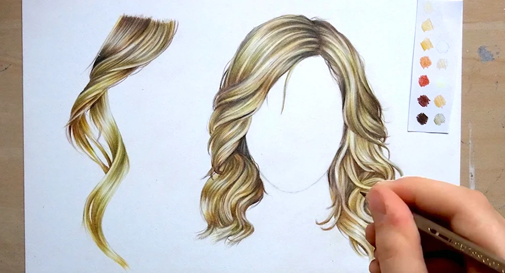 Рисование прядей волос