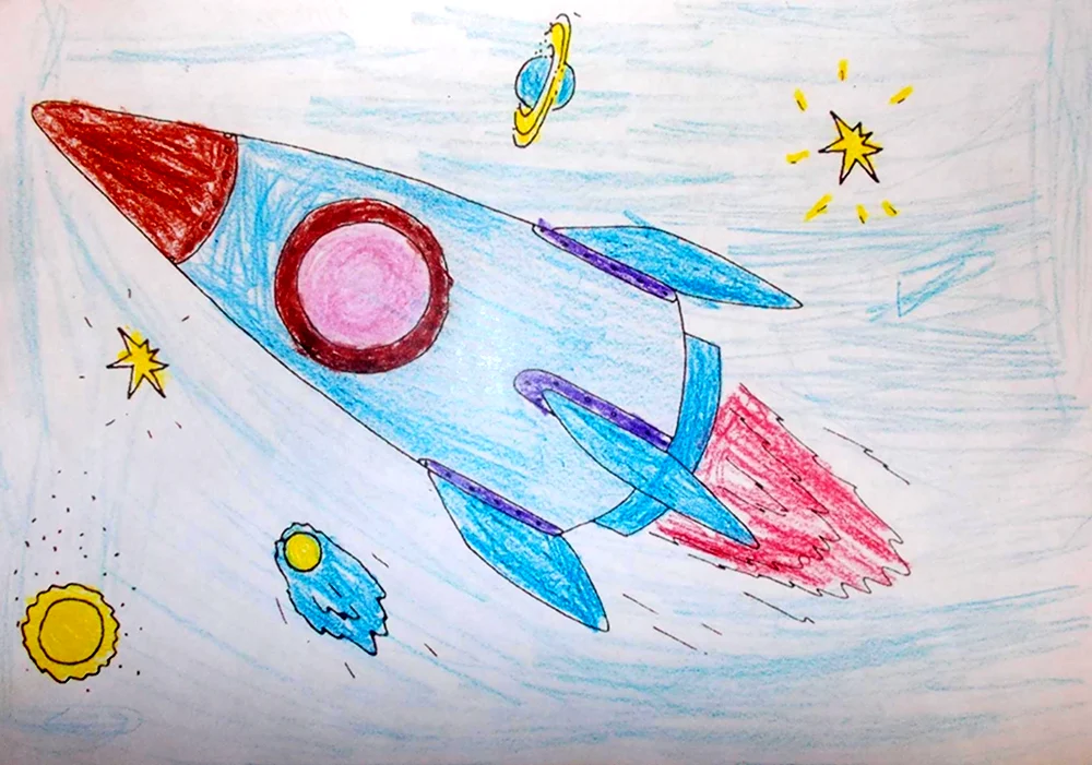 Рисование ракета в космосе