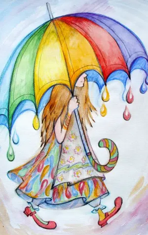 Рисование разноцветные зонтики
