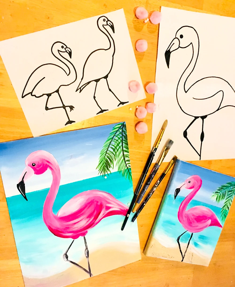Рисование с детьми Фламинго