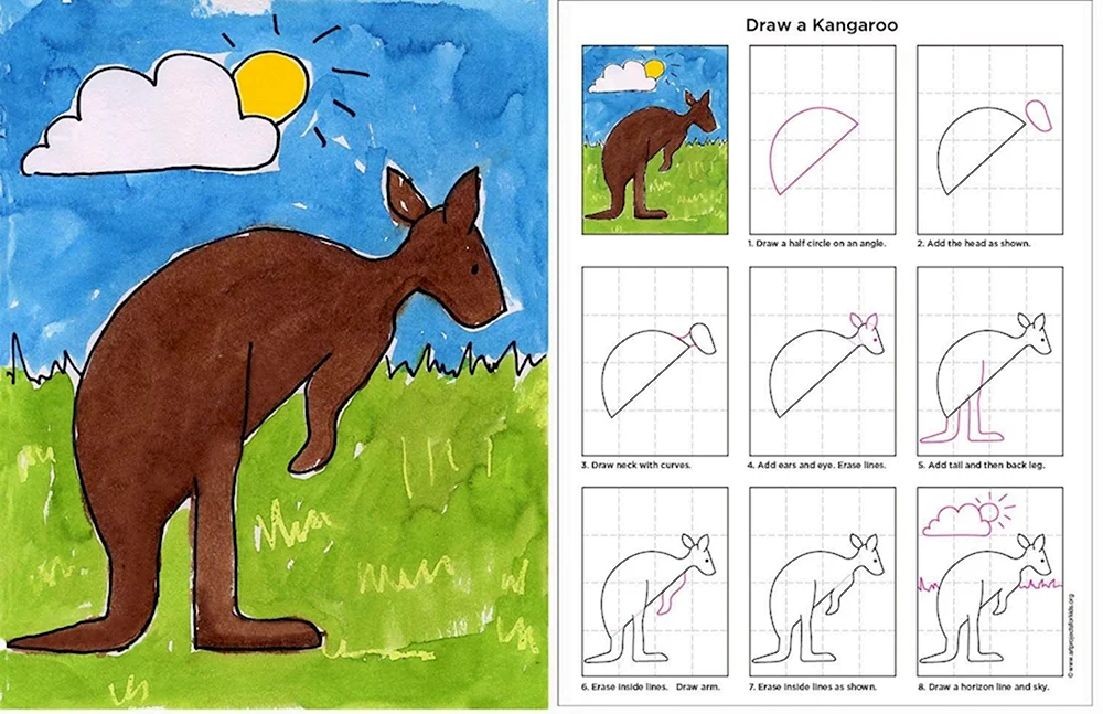 Рисование с детьми кенгуру
