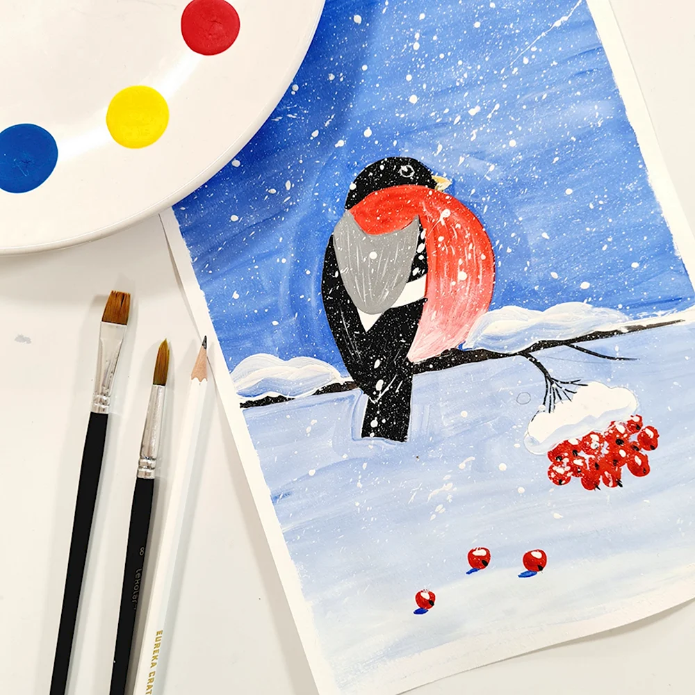 Рисование снегиря