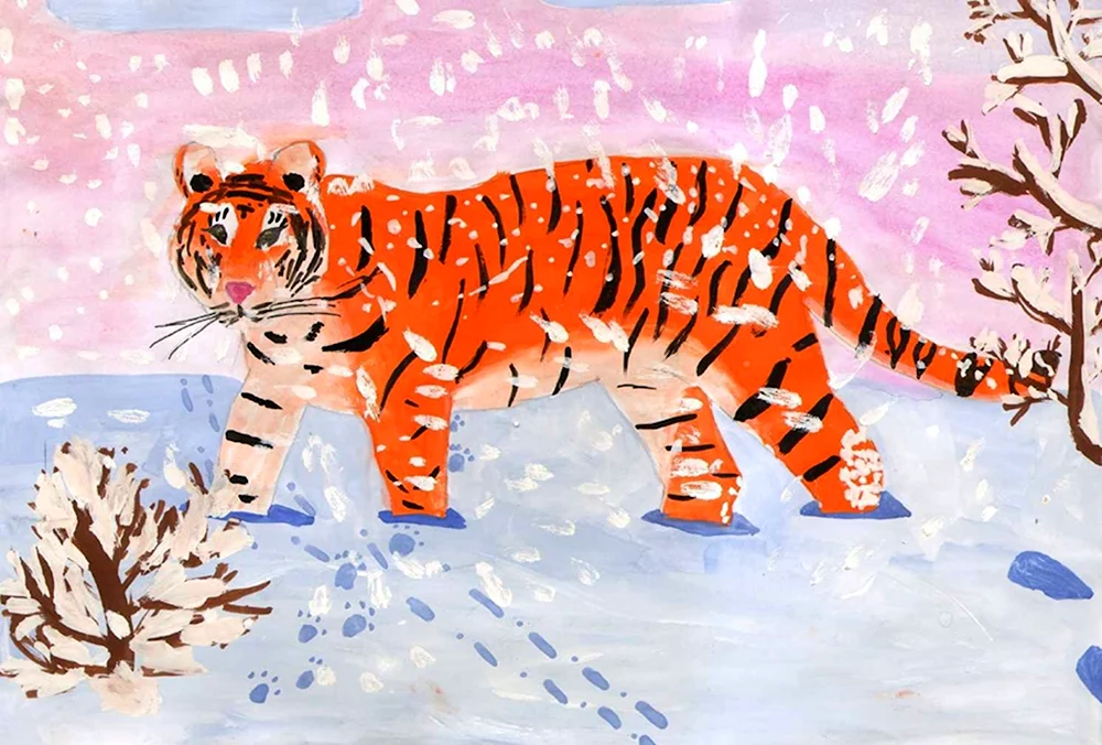 Рисование тигра в старшей группе
