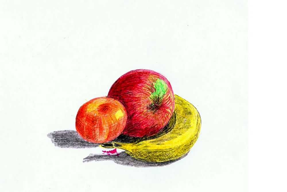 Рисование цветными карандашами фрукты