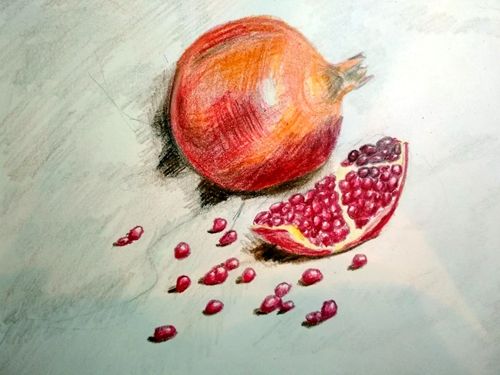 Рисование цветными карандашами фрукты
