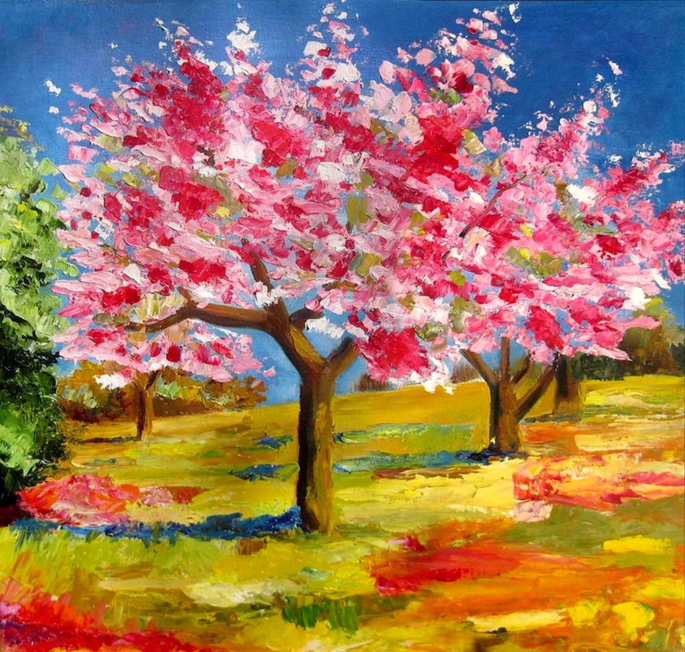 Рисование цветущее дерево