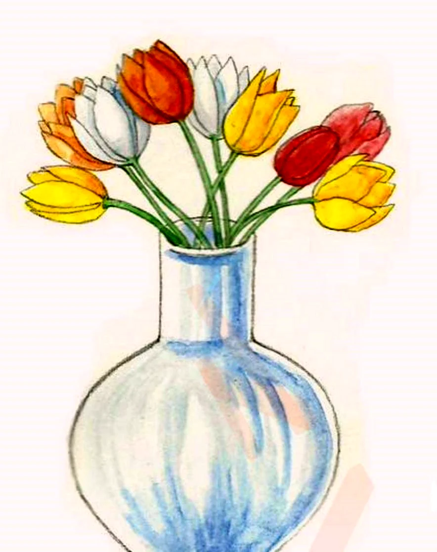 Рисование вазы с цветами