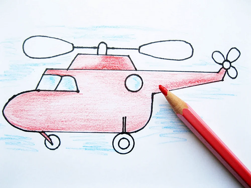Рисование вертолета для детей