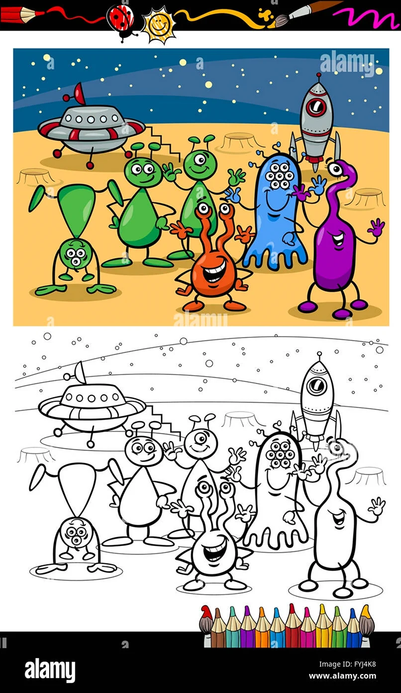 Рисование Веселые инопланетяне
