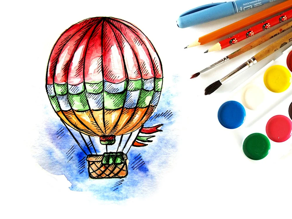 Рисование воздушного шара поэтапно