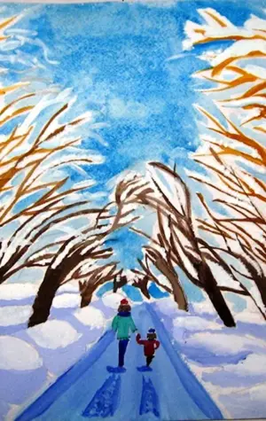 Рисование зимняя прогулка