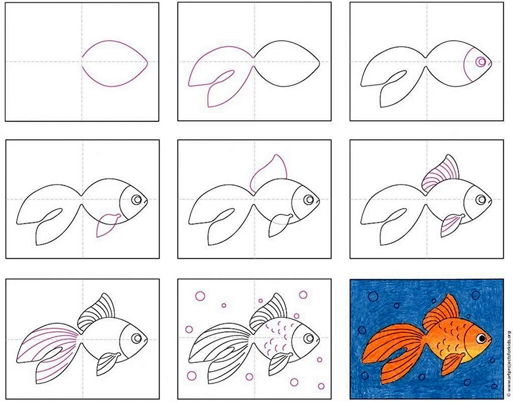 Рисование Золотая рыбка старшая группа