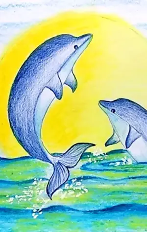 Рисовать дельфинов в море