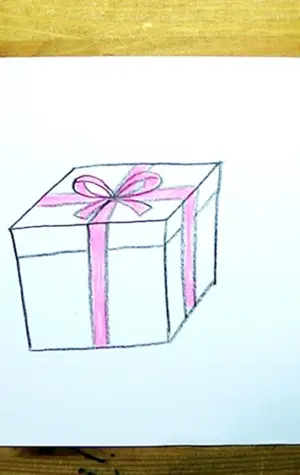 Рисовать легкий объемный подарок