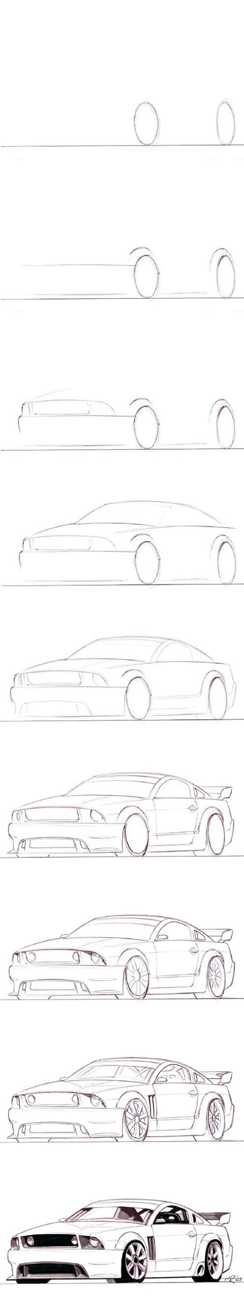 Рисовать машины поэтапно для начинающих карандашом
