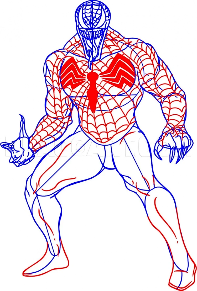 Рисовать Венома и человека паука