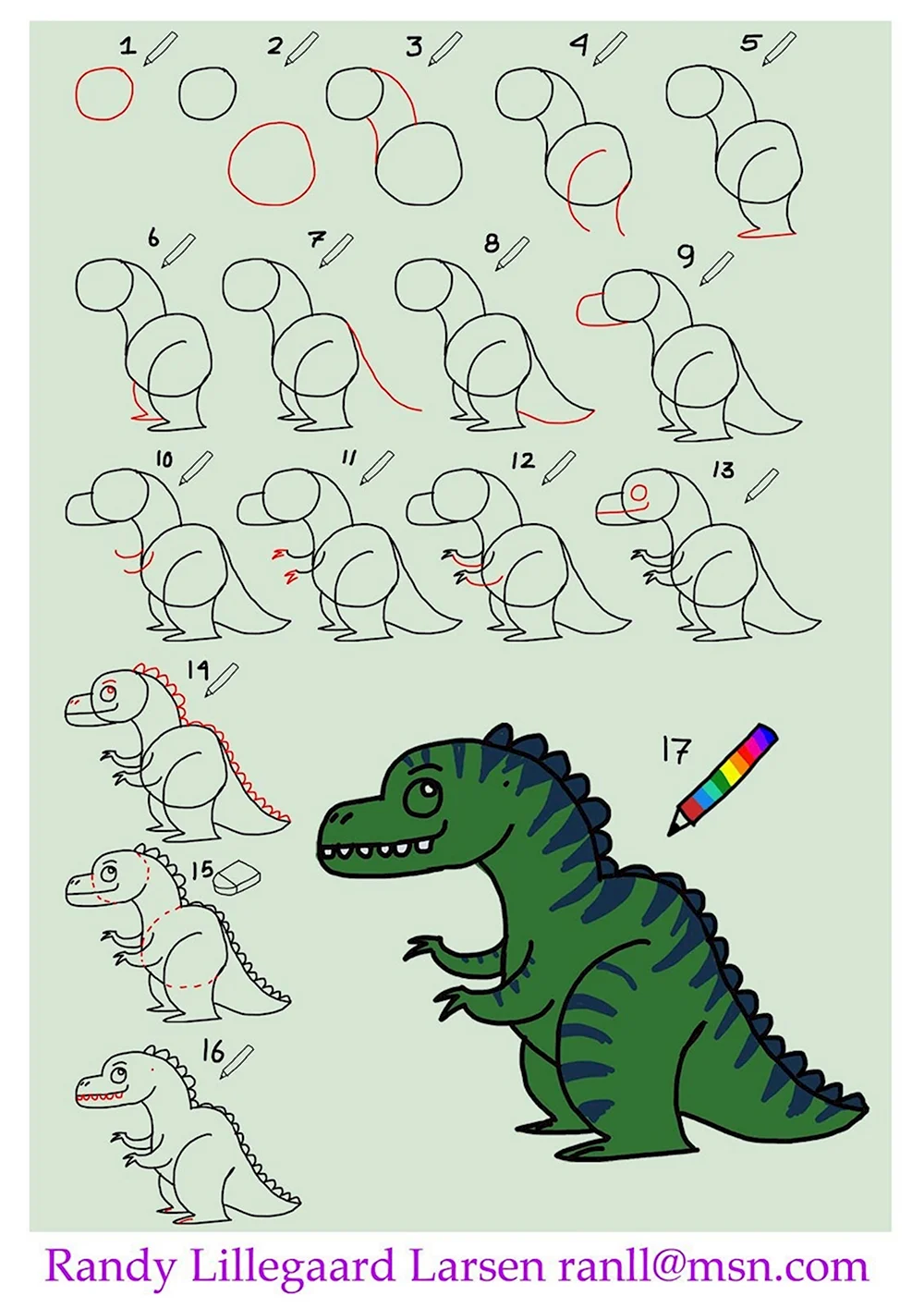 Рисуем динозавров с детьми 3-4 лет