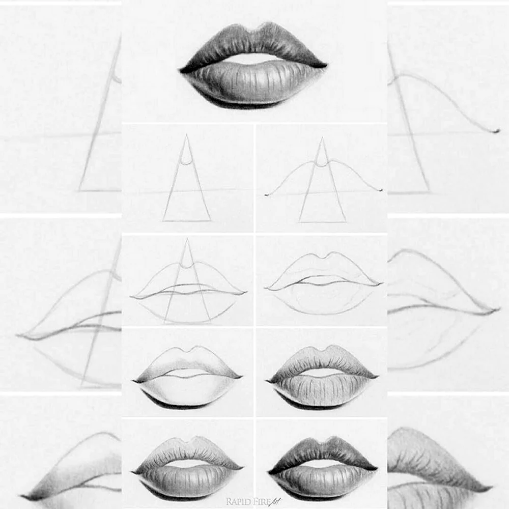 Рисуем губы с помощью геометрических фигур