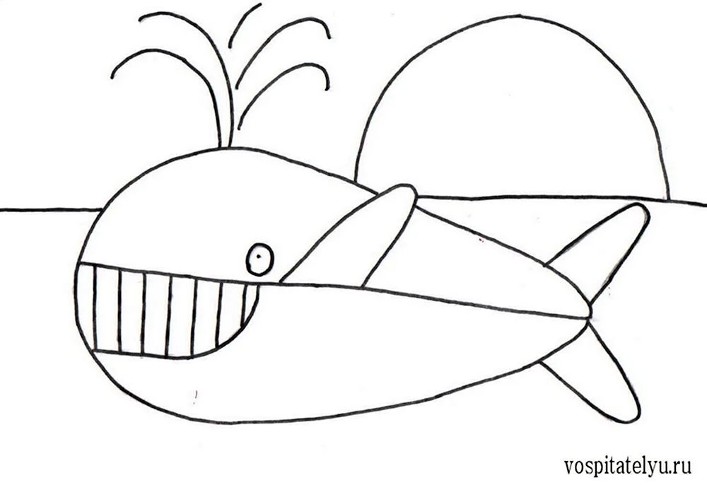 Рисуем кита с детьми 5-6 лет