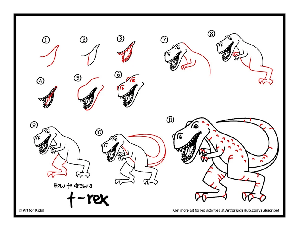Рисунки динозавров по схеме