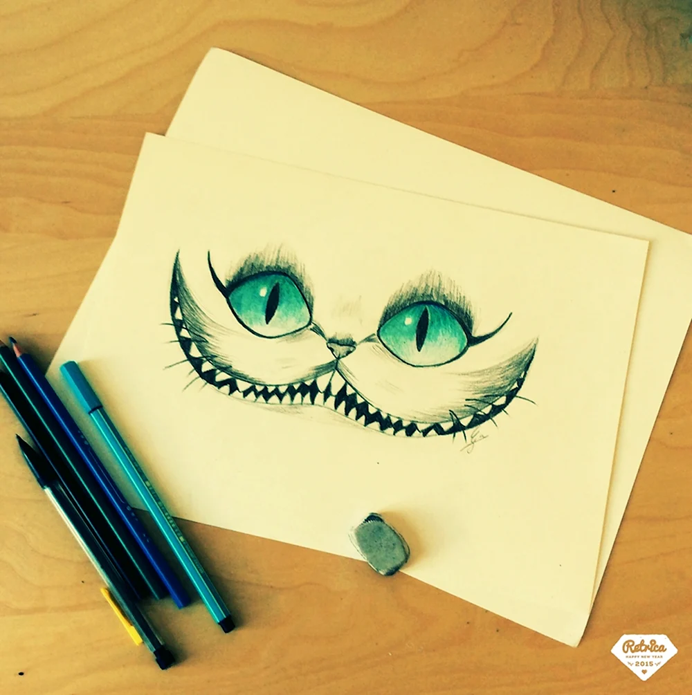 Рисунки для скетчбука Чеширский кот лёгкие