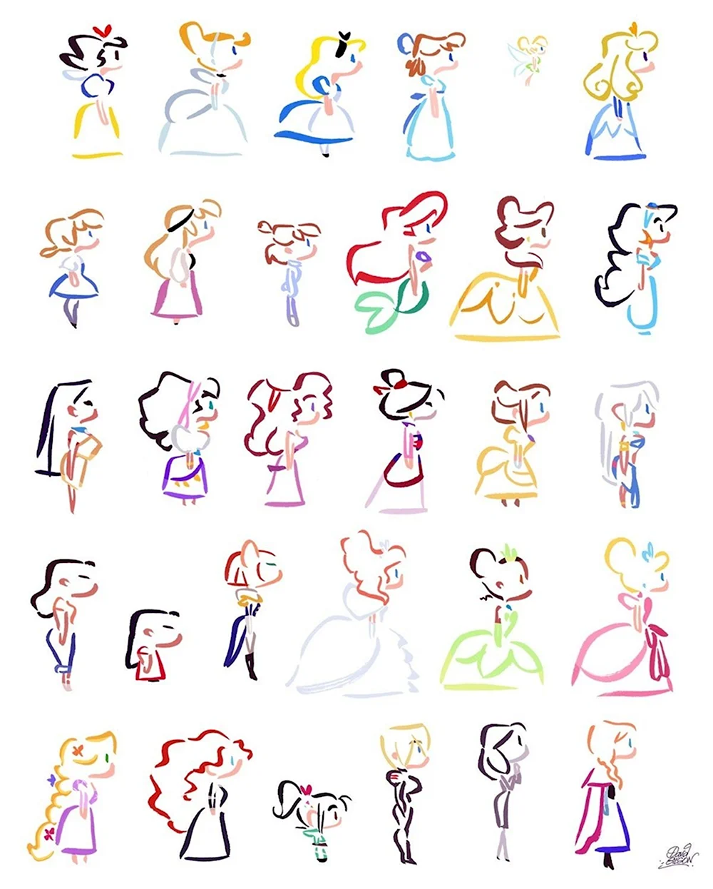 Рисунки для срисовки лёгкие принцессы маленькие