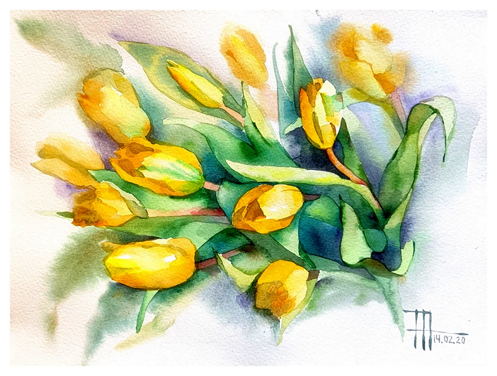 Рисунки для срисовки с участием желтого карандаша тюльпаны