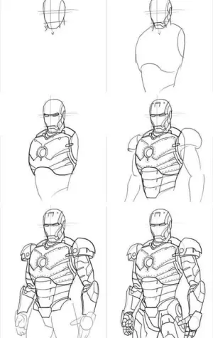 Рисунки Марвел карандашом Железный человек