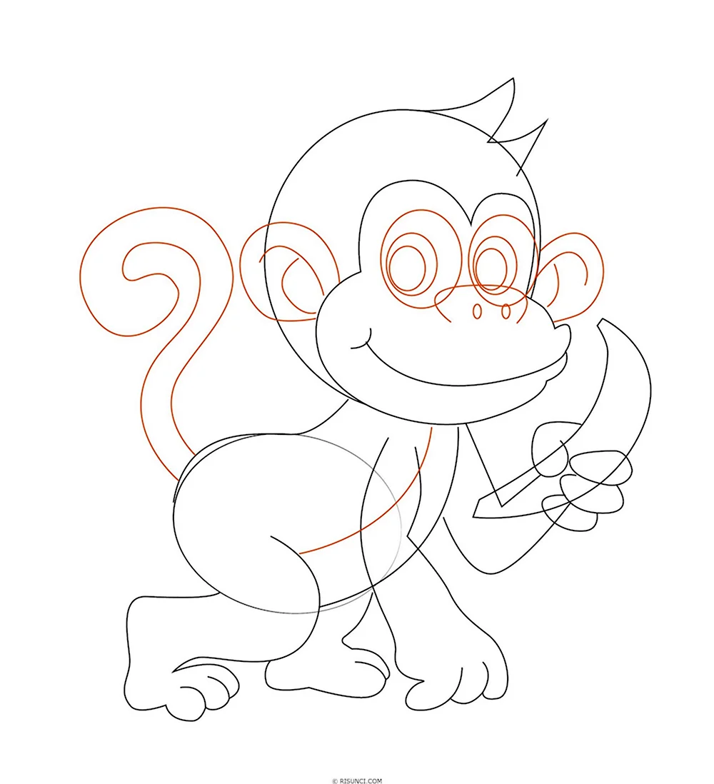 Рисунки обезьянки для срисовки