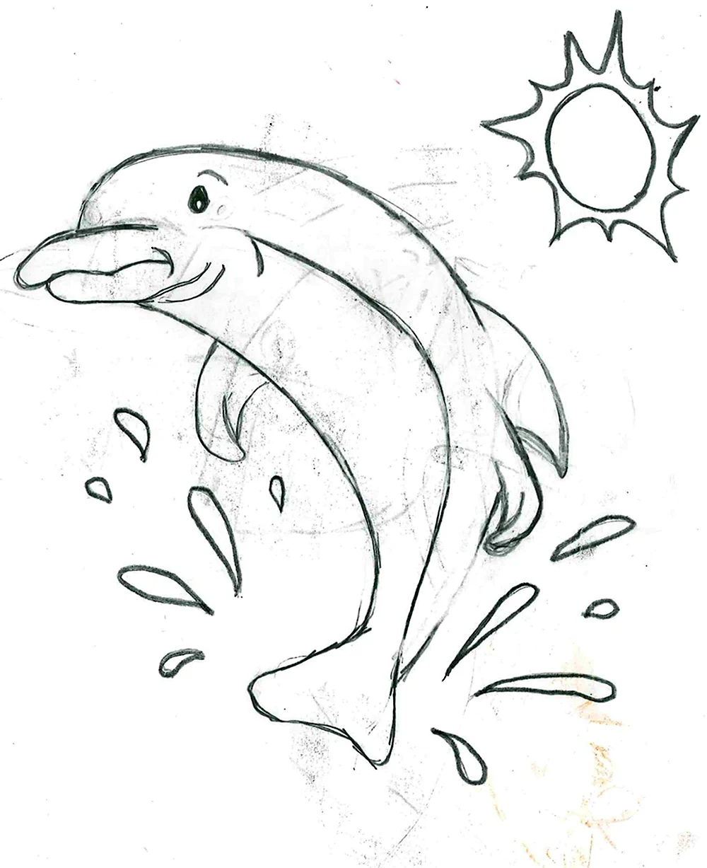 Рисунок дельфина для детей