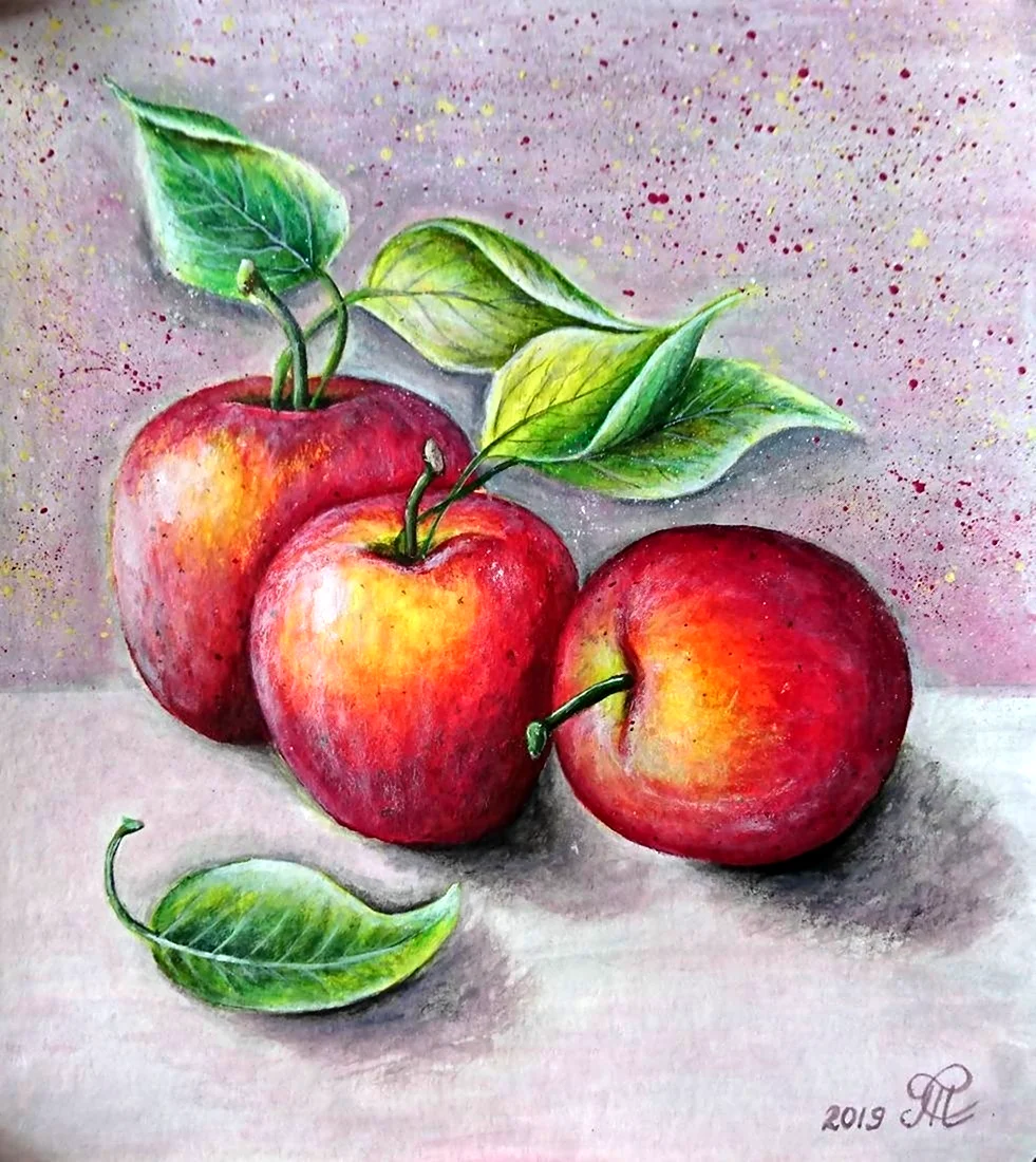 Рисунок яблоня акрилом