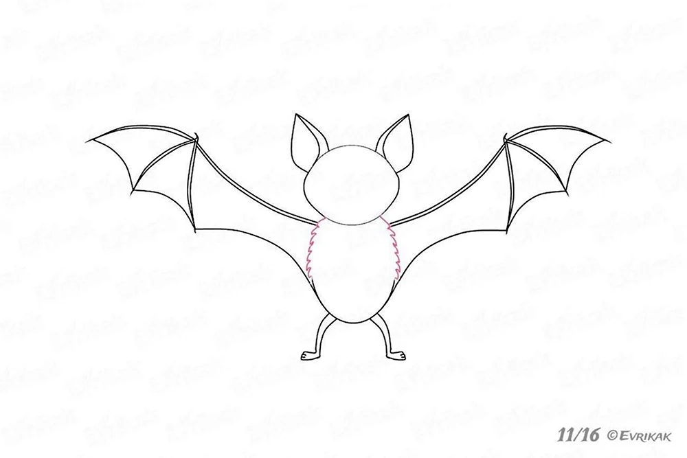 Рисунок летучей мыши для срисовки