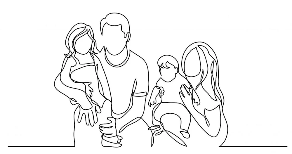 Рисунок линиями семья