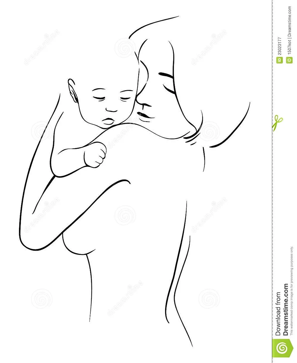 Рисунок мама и младенец линиями