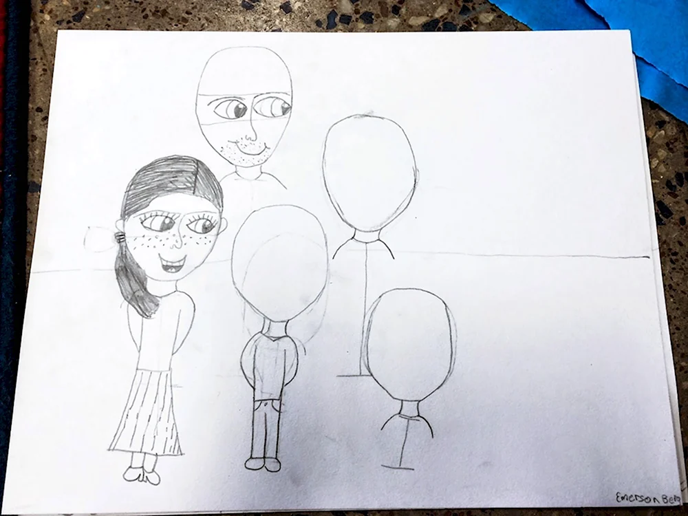Рисунок моя семья пошагово