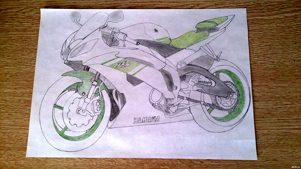 Рисунок мотоцикла карандашом для начинающих