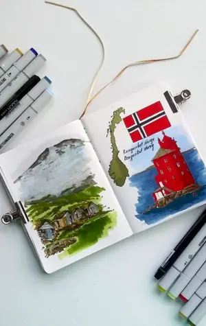 Рисунок Норвегия фломастерами