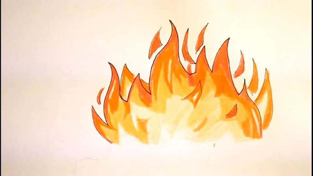Рисунок огня для срисовки